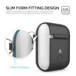 Wholesale Apple Airpods Charging Case Protective Silicone Cover Skin with Hang Hook Clip (Black)